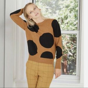NWOT Who What Wear Brown Polka Dot Knit Sweater